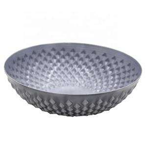 Serve Ware <b>Light</b> <b>Grey</b> Aluminum Round Shaped Metal Salad Bowl for Serving Bowl for Kitchen & Tabletop Decor - Product Image 1