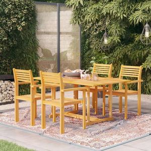 Set da pranzo da 5 pezzi in legno di Teak massiccio per uso giardino - Product Image 1