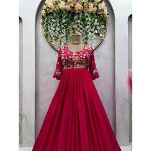 Robe de soirée XL Anarkali avec fil et travail de séquence - Product Image 3