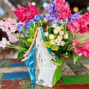 Fournitures de jardin artisanales, décoration intérieure, pots de fleurs / plantes avec design maison, bois de bateau recyclé, couleur originale, vente en gros - Product Image 2