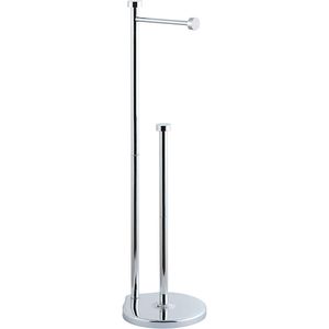 Porte-papier toilette autoportant en chrome pour salle de bain avec une grande surface de rangement pour rouleau jumbo - Product Image 3