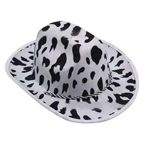 Chapeau de cowboy imprimé vache, chapeau de cowgirl, motif blanc et noir, accessoire de costume polyvalent unisexe, à large bord, pour fête sur le thème du cowboy - Product Image 3