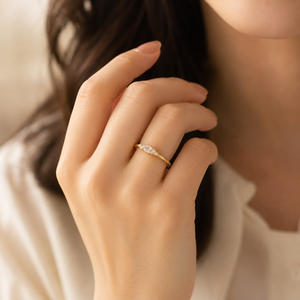Marquise Cut Diamond Engagement <b>Ring</b> 18K Yellow Gold Mother's Day <b>Ring</b> Side Stone Round Moissanite Minimalist Jewelry - Product Image 3