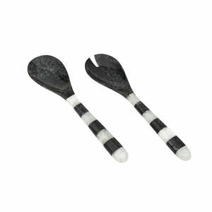 Juego de utensilios para ensalada de resina bicolor con cuchara y tenedor para servir, personalizado, ecológico, apto para lavavajillas, acabado brillante - Product Image 1