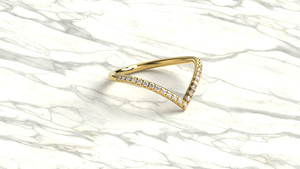 Minimalist 18K Gold V Shaped Diamond <b>Ring</b> <b>Dainty</b> Pave Round Diamond <b>Ring</b> Stackable Band Fine Jewelry Engagement <b>Ring</b> for Women - Product Image 3