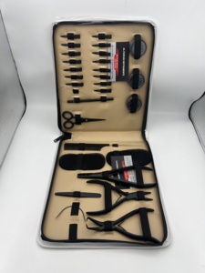 Kit Profesional de Herramientas para Extensiones de Cabello con Micro Anillas, Color Negro Mate, Alicates de Acero Inoxidable de Grado Quirúrgico, Cuentas, Hilos de Nailon - Product Image 6