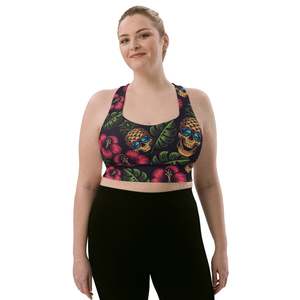 Soutien-gorge de sport dos nageur pour femme avec imprimé tête de mort et floral, maintien moyen, respirant, idéal pour le fitness et l'entraînement - Product Image 4