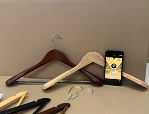 Vietchoice Wooden Garment Hangers <b>Single</b> Tier Iron <b>Hook</b> Eco-Friendly Durable Multifunction Minimalist Design Triangle Structure - Product Image 1