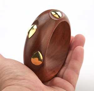 Wooden <b>Bangle</b> Set with Gold Accents Wooden <b>Bangle</b> <b>Bracelets</b> Women Girls Handmade Eco-Friendly Handmade Unisex Traditional - Product Image 2