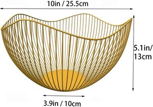 Wave Design Metal Wire Fruit Bowl <b>Large</b> Round Fruit Vegetable <b>Basket</b> for Kitchen Dining Table Home Decor - Product Image 4