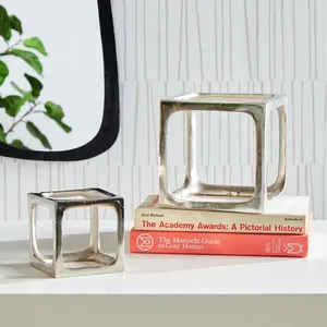 Modern Stainless Steel <b>Cube</b> Sculpture Silver Plated Home Decor Art Piece Casting Technique - Product Image 6