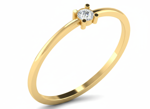 Anillo de Boda Apilable para Mujer, Hecho a Mano, Oro 10k, Diseño Minimalista Moderno, con Diamante VVS1 Cultivado en Laboratorio y Engaste de Puntas - Product Image 1