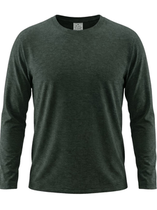 Men's Neck Short Sleeve Solid Green Cotton Jersey Casual T-Shirt Regular Fit Breathable Knitted Fabric 180g Eco-Friendly <b>Back</b> - Product Image 2