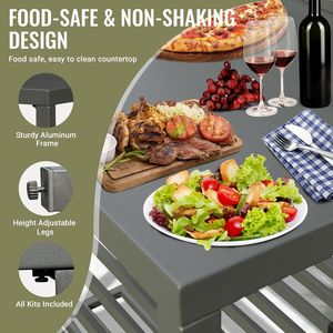 Isola di Stoccaggio per Cucina Esterna con Doppio Ripiano e Tavolo da Preparazione Indipendente in Alluminio per Uso Esterno - Product Image 4