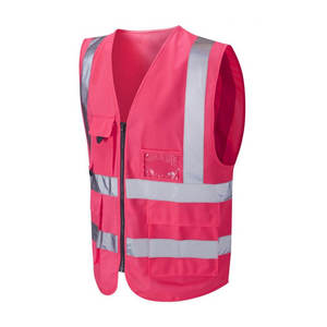 Gilet unisexe haute visibilité imperméable respirant à séchage rapide en polyester avec poches et fermeture éclair, personnalisable, vêtements de travail réfléchissants - Product Image 5