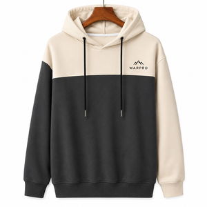Warpro <b>Men's</b> Color Block Hoodie Regular Fit Casual Hooded Sweatshirt Front Logo Print Polyester Cotton FRENCH TERRY Autumn Wear - Product Image 1