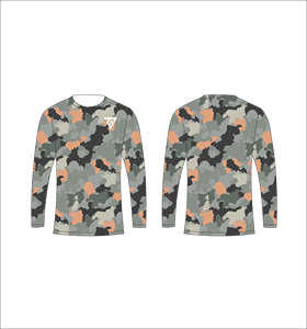 Camiseta de Manga Larga para Hombre, Color Azul Marino y Amarillo Camuflaje, Diseño Abstracto Azul y Blanco, Cuello Redondo, Estilo Casual, Ropa Deportiva, para Gimnasio - Product Image 3