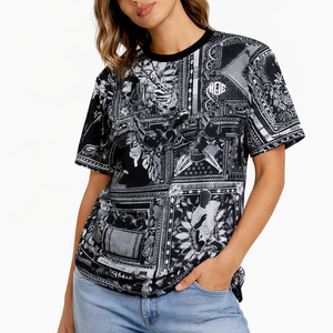 Camiseta para Hombre con Sublimación Completa, Diseño Gráfico Negro, Estilo Urbano, Poliéster, Camisetas Deportivas para Mujer, Personalizadas, Marca Privada, OEM, Suministro al por Mayor - Product Image 4