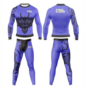 Traje de Compresión para Hombre con Diseño Elegante y Estampado por Sublimación, Tela Transpirable de Excelente Calidad, Conjunto de Rashguard de Manga Larga para MMA - Product Image 1