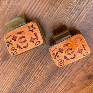 Factory Wholesale New Style Handmade Tooled Engraved Leather Mini <b>Hair</b> Claws <b>Clip</b> Simple Square <b>Hair</b> Accessories for Women's - Product Image 4