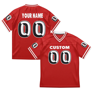 Maillot de football américain personnalisé blanc à col en V, manches courtes, en maille sublimée respirante en polyester, vêtements d'équipe pour hommes adultes - Product Image 5