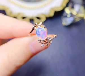 โอปอลรูปไข่ 8x6 มม. มอยซาไนต์แหวนวงแหวนนิรันดร์ เครื่องประดับอัญมณีสีรุ้งสุดหรูหรา ของขวัญสุดโรแมนติกสำหรับผู้หญิง เงินแท้ 925 - Product Image 6