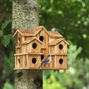 Mangeoire à oiseaux moderne en bois de teck à plusieurs niveaux - Fabrication artisanale en gros - Product Image 2