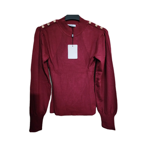 Señoras de moda sólido Jacquard soldadura Batton suéter de invierno de las mujeres de punto de primavera suéter - Product Image 3