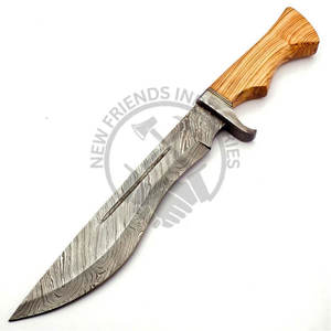 Nueva Edición Cuchillo Bowie de Acero de Damasco Hecho a Mano con Hoja Afilada y Funda de Cuero, Cuchillo de Supervivencia para Camping y Caza al Aire Libre con Afilado Extremo - Product Image 1
