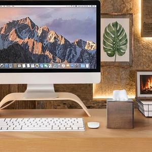 Modern Natural Walnut Wood Square Tissue Holder Cube For <b>Bedroom</b> <b>Vanity</b> Sophisticated Handcrafted Wood Facial Tissue Dispenser - Product Image 4