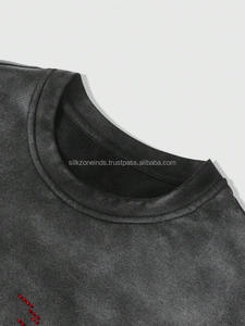 Meilleures ventes T-shirt vintage à manches mi-longues délavé pour hommes Streetwear personnalisé motif de lettres en jersey tricoté surdimensionné - Product Image 2