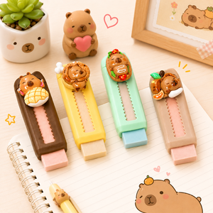 ชุดยางลบแบบดึง-กด รูปขนมปังและฮอทดอก 3 มิติ สุดสร้างสรรค์ ของ Trendy Capybara Bakery น่ารัก เหมาะสำหรับเครื่องเขียนนักเรียน - Product Image 3