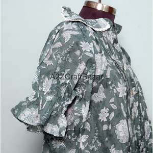 Robes décontractées d'été coréennes 100% coton pour femmes, mini, manches 3/4, col rond, imprimé floral, modernes, amples, printemps, écologiques - Product Image 5