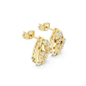 ต่างหูเพชรทรงกลมทองคำขาว 14K เพชรเพาะเลี้ยงสำหรับผู้หญิง สวมใส่ในงานปาร์ตี้ เพชรเพาะเลี้ยงใหม่ - Product Image 2