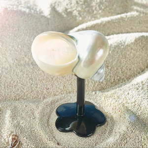 Verre à vin artisanal en coquille de conque nordique, coupe à champagne en coquillage naturel, vaisselle de bar de luxe côtier, cadeau unique pour elle - Violet - Product Image 1