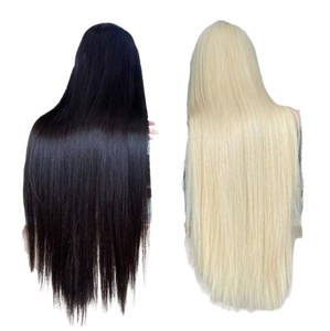Perruques en cheveux humains longues, densité 180 %, taille moyenne – Perruque sans colle en cheveux Remy naturels, pleine longueur, avec dentelle frontale - Product Image 1