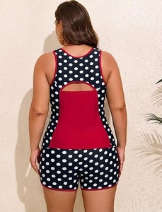 Women's 2 Piece Polka Dot <b>Bikini</b> <b>Set</b> Contrast Binding Spandex Polyester Swimwear Regular Fit Shorts Style - Product Image 2