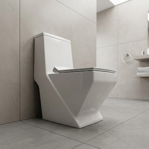 WC monobloc Fusion à cuvette allongée, double chasse à jet siphonique, design moderne en porcelaine, pour salle de bain - Product Image 3
