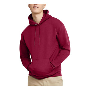Sweat-shirt à capuche pour homme en coton mélangé, couleur bordeaux, style streetwear décontracté - Product Image 1