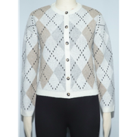 Cardigan en laine jacquard tricoté pour femme, col rond, manches longues, respirant, style décontracté estival, haut élégant