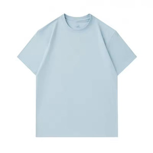 Camiseta Casual de Manga Corta para Hombre, Cuello Redondo, Corte Regular, Color Azul Claro, 100% Algodón Jersey, Tejido Liso Teñido - Product Image 6
