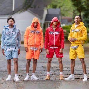 Custom Embroidered <b>Men's</b> Nylon Windbreaker <b>Jacket</b> and Shorts Set Water Resistant Lightweight Tracksuit - Product Image 2