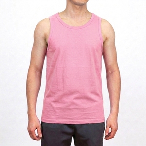 <b>Men</b> Gym <b>Singlets</b> Solid Smart Casual Polyester Cotton O Neck 240g Fitness Bodybuilding Breathable Quick Dry Knitted Customizable - Product Image 1
