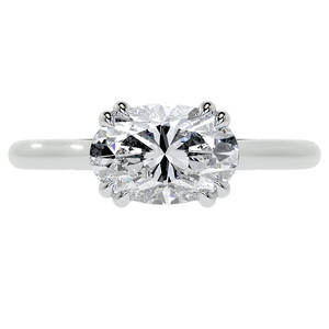 Anillo de compromiso solitario de oro macizo de 14k/18k con diamante ovalado cultivado en laboratorio de corte East-West, calidad VS1, VVS1, para mujer. - Product Image 4