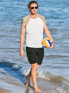 Camisetas sin mangas de entrenamiento para hombre Superior International, camisetas de gimnasio sin mangas, camisetas de béisbol con corte raglán y bloques de color - Product Image 4