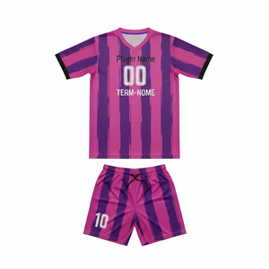 Ensembles d'uniformes de football courts 100 % polyester pour adultes, personnalisables avec nom d'équipe, respirants, séchage rapide, impression par transfert thermique, service OEM - Product Image 6