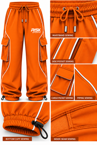 Orange 100% Polyester Cargo <b>Trousers</b> Drawstring Mid Waist Baggy Letter Pattern Casual <b>Sports</b> <b>Trousers</b> Custom Logo - Product Image 5