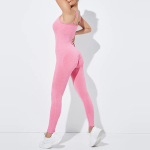 Combinaison de course respirante et à séchage rapide pour femme, sans couture, avec logo personnalisé, pour yoga, fitness, streetwear, été, faible MOQ, une pièce tricotée - Product Image 5