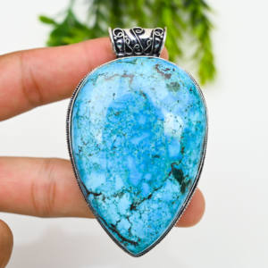 Turquoise 925 Silver Luxury <b>Statement</b> <b>Necklace</b> 22g Weight Made in India - Product Image 1