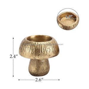 ที่วางเทียนทีไลท์ทรงเห็ดโบราณที่วางเชิงเทียนโลหะสำเร็จรูปสีทองมีให้เลือกหลากหลายดีไซน์และขนาด - Product Image 4